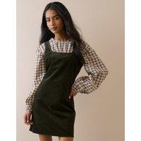 Nobody's Child Cord Square Neck Mini Skater Dress Green