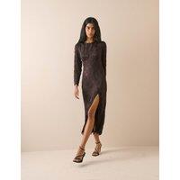 Nobody's Child Floral Midi Skater Dress Brown