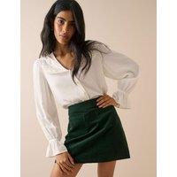Nobody's Child Pure Cotton Cord Mini A-Line Skirt Green