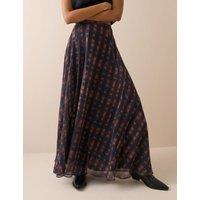Nobody's Child Checked Maxi A-Line Skirt Brown