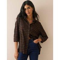 Nobody's Child Checked Collared Shirt Brown