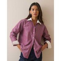 Nobody's Child Pure Cotton Striped Collared Shirt Red