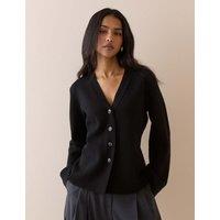 Nobody's Child V=Neck Button Front Cardigan Black