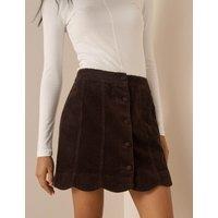 Nobody's Child Pure Cotton Cord Button Front Mini Skirt Brown