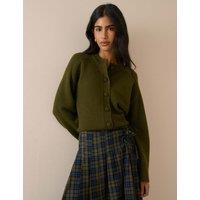 Nobody's Child Pure Wool Button Front Relaxed Cardigan Green