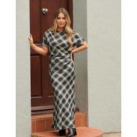 Nobody's Child X Louise Thompson Checked Midi Skater Dress Blue