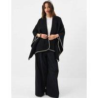 ACCESSORIZE Whipstitch Knitted Poncho Black