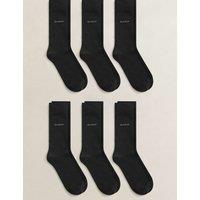 GANT 6 Pack Cotton Rich Logo Socks Black