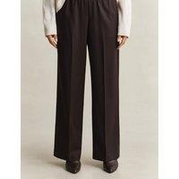 GANT Wool Blend Wide Leg Trousers Brown