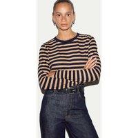 Jigsaw Pure Cotton Slub Striped Slim Fit Top Camel Mix