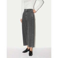 Jigsaw High Waisted Barrel Cropped Jeans Black