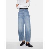Jigsaw High Waisted Barrel Cropped Jeans Blue Denim