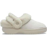 Crocs Faux Suede Slip On Flat Clogs Cream