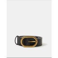 ACCESSORIZE Faux Leather Oval Buckle Belt Black