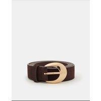ACCESSORIZE Suede Oval Buckle Belt Chocolate