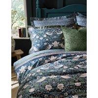 William Morris At Home 2 Pack Pure Cotton Midnight Strawberry Thief Pillowcases Light Blue Mix