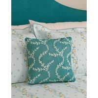 V&A Pure Cotton Velvet Chikan Cushion Teal