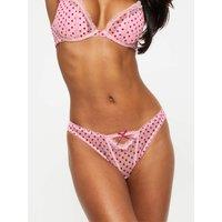Ann Summers Polka Dot Embroidered Mesh Brazilian Knickers Pink