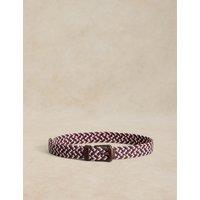White Stuff Leather Trim Woven Elasticated Belt Natural Mix