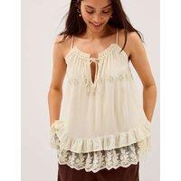 Monsoon Lace Detail Cami Top Ivory