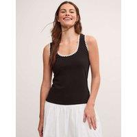 Monsoon Cotton Rich Jersey Cami Top Black Mix