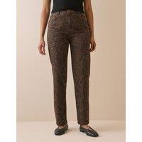 Nobody's Child Mid Rise Animal Print Cigarette Jeans Brown