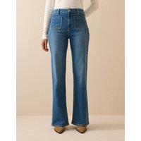 Nobody's Child Cotton Rich Denim Front Pocket Flared Jeans Denim
