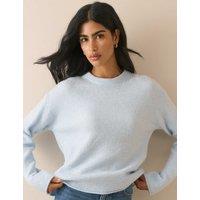 Nobody's Child Crew Neck Relaxed Jumper with Wool Blue