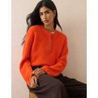 Nobody's Child Henley Crew Neck Jumper With Wool Orange