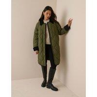 Nobody's Child Quilted Padded Collared Longline Jacket Green