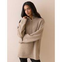 Nobody's Child Chunky Half-Zip Jumper With Alpaca Beige