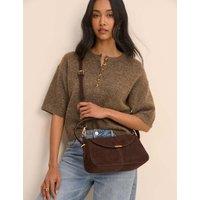 Nobody's Child Leather Cross Body Bag Dark Brown