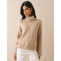 Nobody's Child Roll Neck Relaxed Jumper with Wool Beige