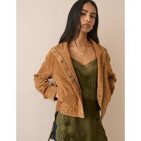 Nobody's Child Suede Funnel Neck Bomber Jacket Brown