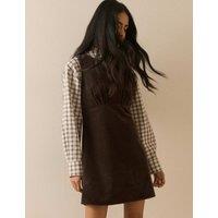 Nobody's Child Pure Cotton Cord Mini Relaxed Shift Dress Brown