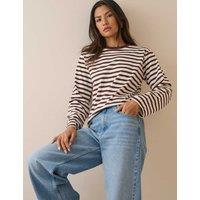 Nobody's Child Pure Cotton Striped Relaxed Top Brown