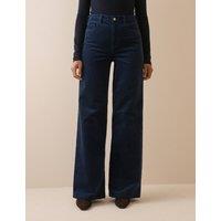 Nobody's Child Cord High Waisted Wide Leg Jeans Navy