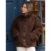 Nobody's Child X Louise Thompson Funnel Neck Shearling Fur Coat Brown