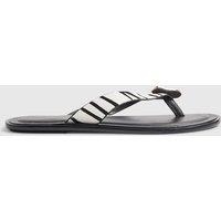 River Island Leather Zebra Print Hardware Toe Thong Sandals Black Mix