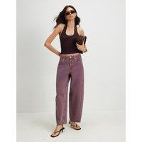 River Island High Waisted Twist Seam Barrel Jeans Pink