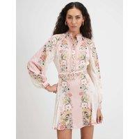 River Island Floral Mini Shirt Dress Pink Mix