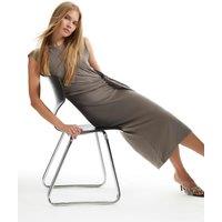 River Island Knot Front Drape Dress Brown