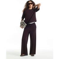River Island Drawstring Wide Leg Joggers Burgundy
