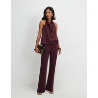 River Island Mid Rise Slim Fit Straight Leg Jeans Burgundy