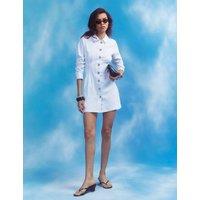 River Island Denim Button Through Mini Shirt Dress White
