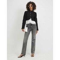 River Island Mid Rise Straight Leg Jeans Dark Grey