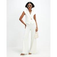 River Island Short Sleeve Jumpsuit Cream