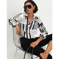 River Island Striped Tucked Hem Shirt Cream Mix