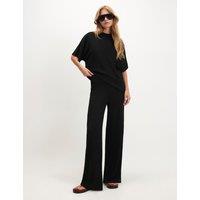 River Island Pure Cotton Wide Leg Trousers Black