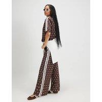 River Island Pure Cotton Polka Dot Wide Leg Trousers Brown Mix